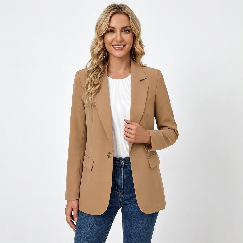 Astrid Single-Breasted Blazer with Notch Lapel for Women - Elena Harper