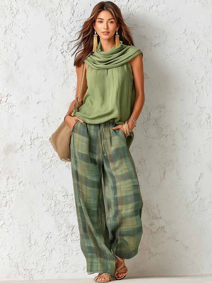 Esther - Lightweight Blouse & Wide-Leg Trousers Set