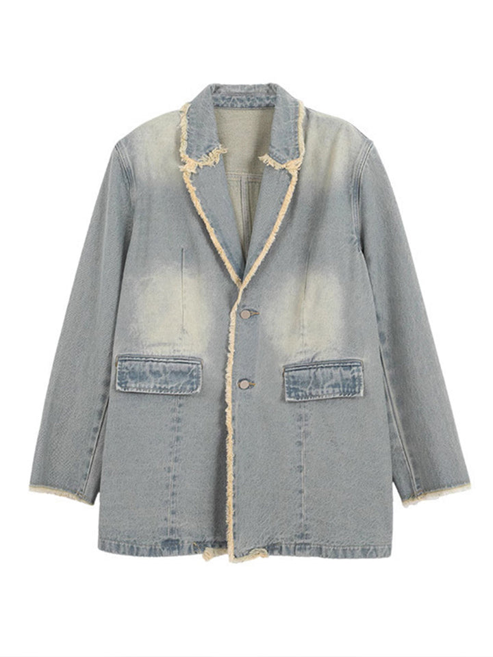 Dionne Women's Oversized Raw-Edge Blazer with Flap Patch Pockets - Elena Harper