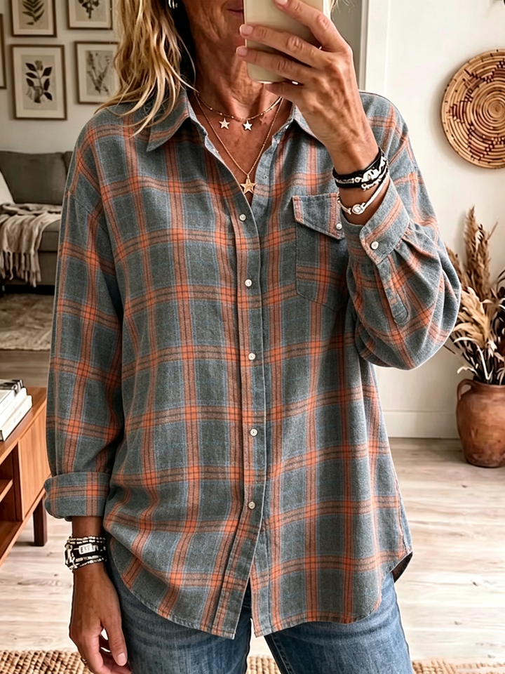 Oversized Women's Checkered Cotton Shirt