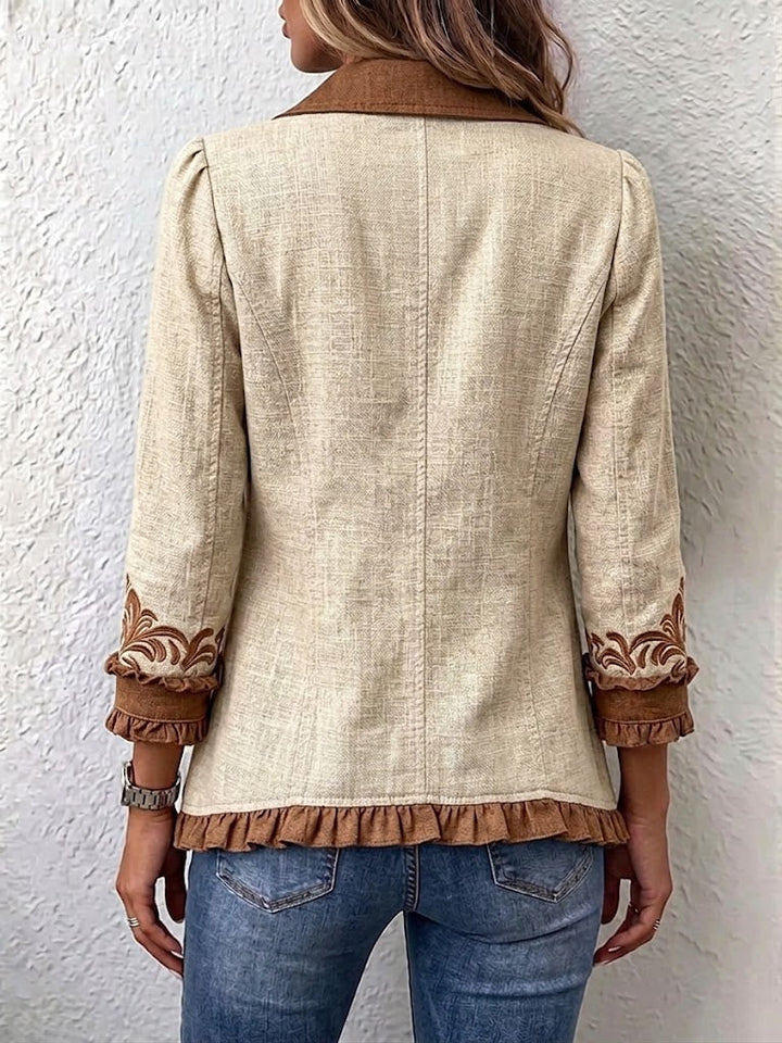 Carly Embroidered Floral Frill Jacket - Elena Harper