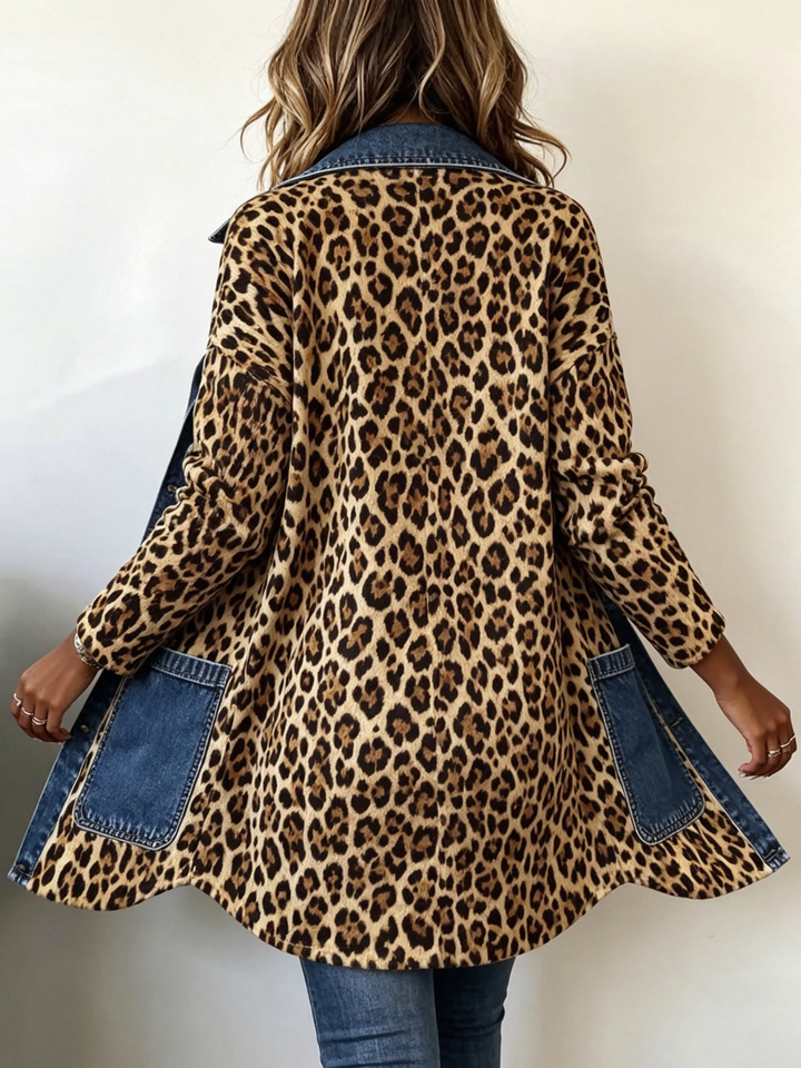 Lorena Leopard Denim Jacket, view 4 - Elena Harper