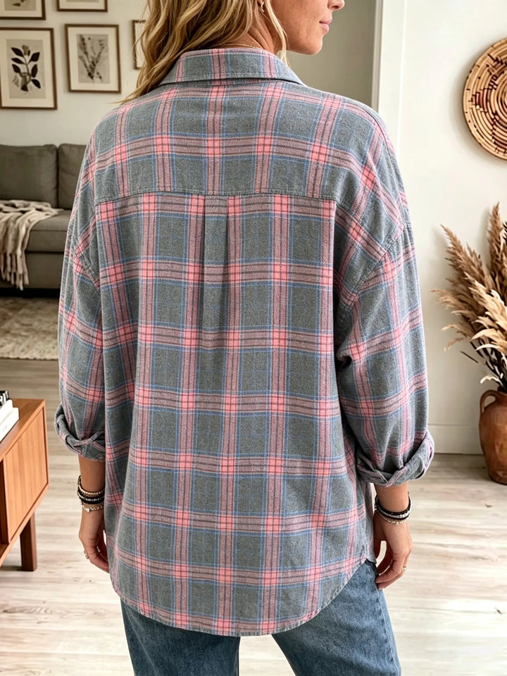 Oversized Women's Checkered Cotton Shirt