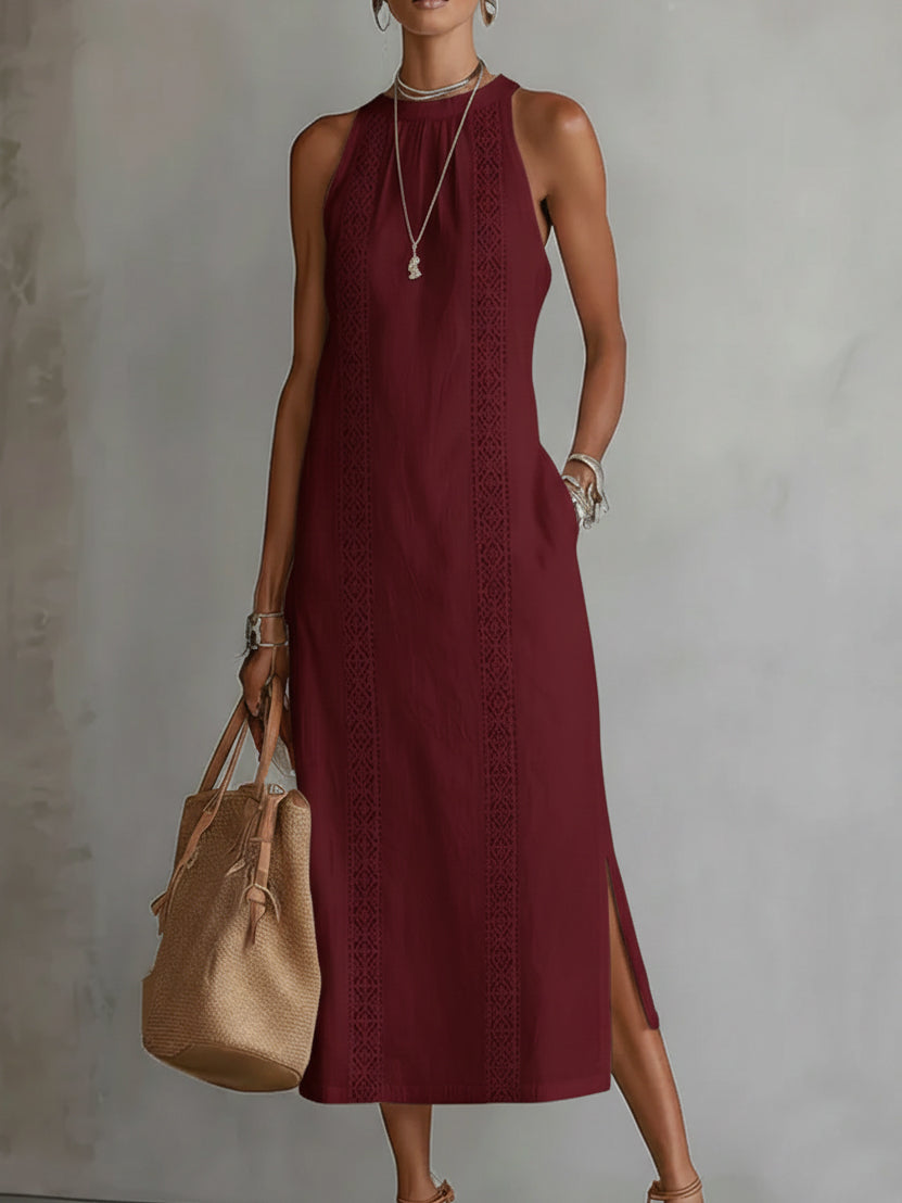 Celine Sleeveless Lace Detail Midi Dress - Elena Harper