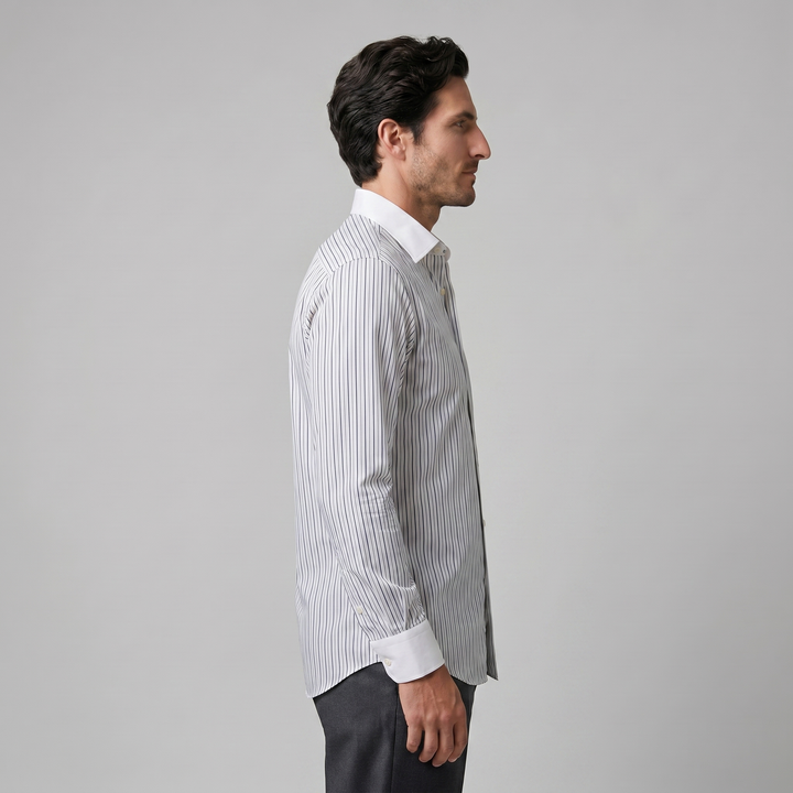 Men's Slim Fit Long Sleeve Striped Formal Shirt