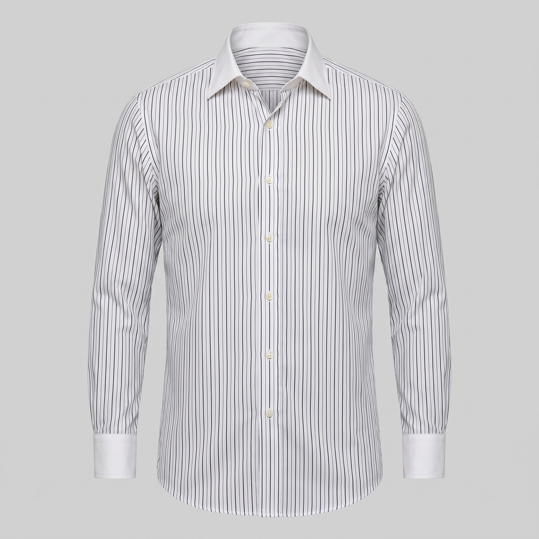 Men's Slim Fit Long Sleeve Striped Formal Shirt