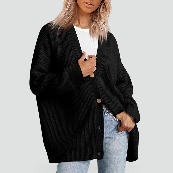 Oversized Cashmere Vest with V-Neck and Button Closure for Women