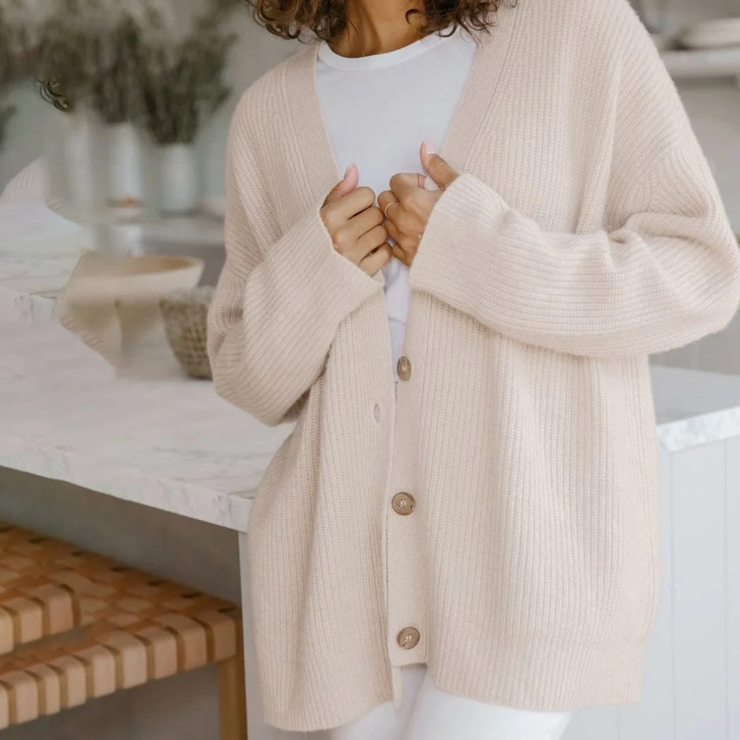 Oversized Cashmere Vest with V-Neck and Button Closure for Women