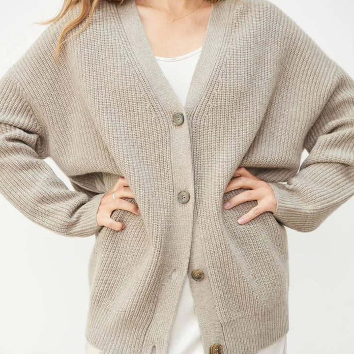 Oversized Cashmere Vest with V-Neck and Button Closure for Women