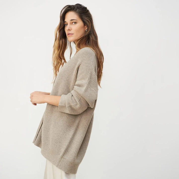 Oversized Cashmere Vest with V-Neck and Button Closure for Women