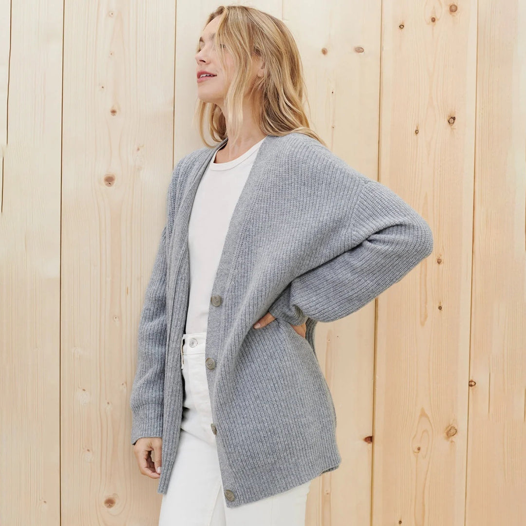 Oversized Cashmere Vest with V-Neck and Button Closure for Women