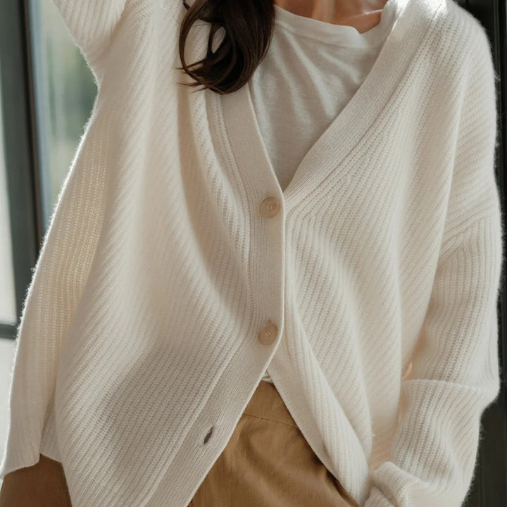 Oversized Cashmere Vest with V-Neck and Button Closure for Women