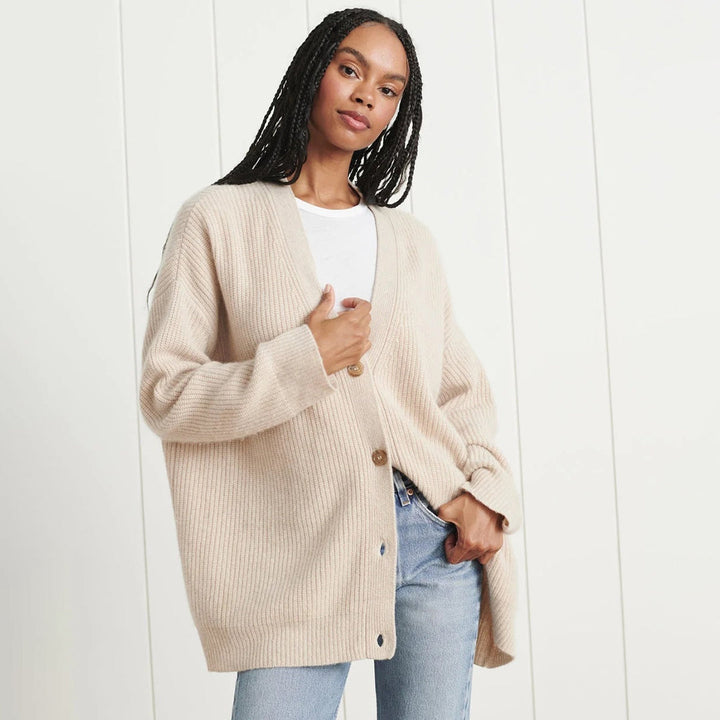 Oversized Cashmere Vest with V-Neck and Button Closure for Women