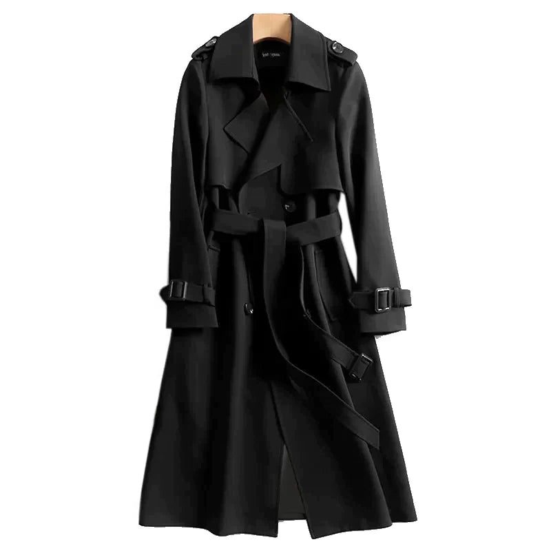 Oversized Trench Coat with Double Button Row for Women