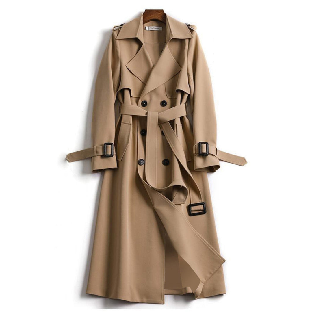 Oversized Trench Coat with Double Button Row for Women