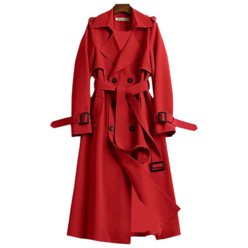 Oversized Trench Coat with Double Button Row for Women
