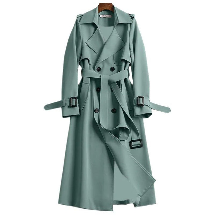 Oversized Trench Coat with Double Button Row for Women