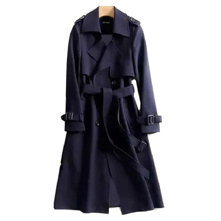 Oversized Trench Coat with Double Button Row for Women