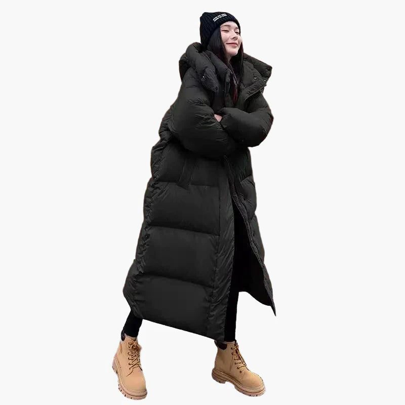 Oversized Long Winter Coat with Hood for Women