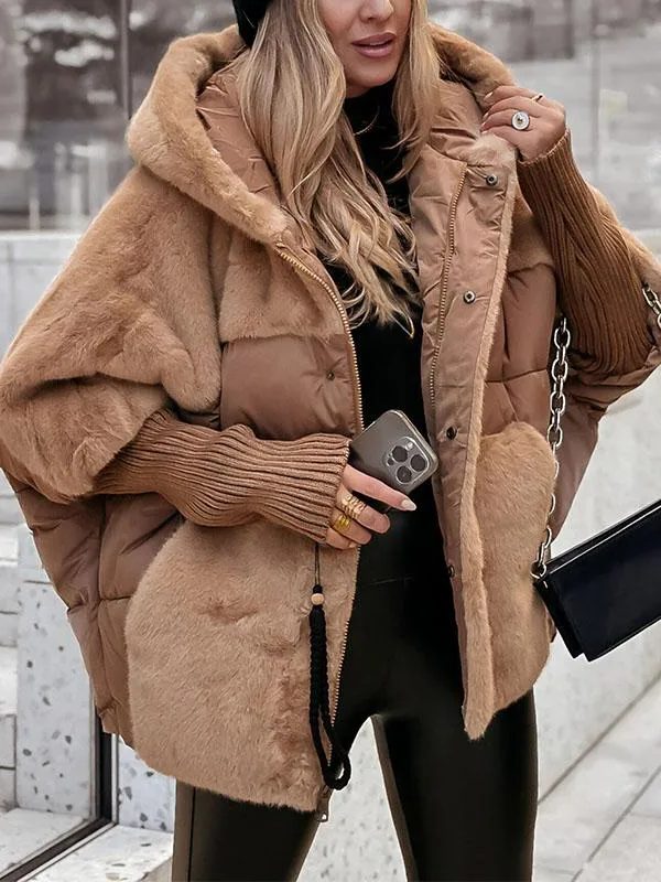 Oversized Winter Jacket with Faux Fur for Women