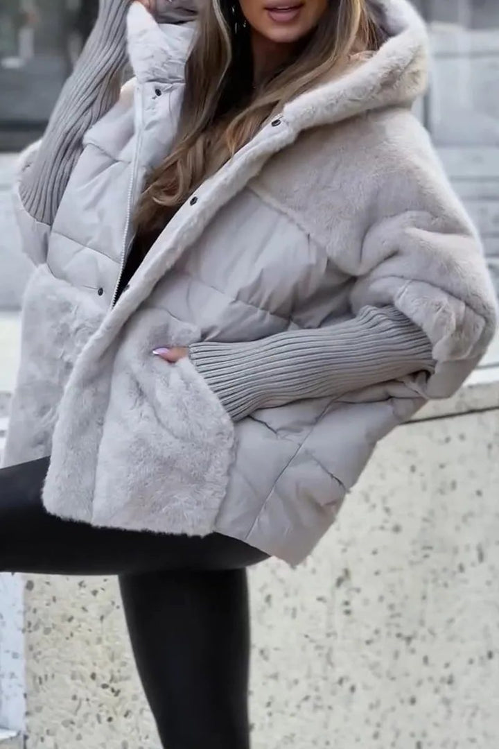 Oversized Winter Jacket with Faux Fur for Women