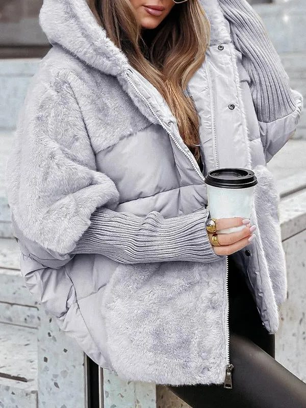 Oversized Winter Jacket with Faux Fur for Women