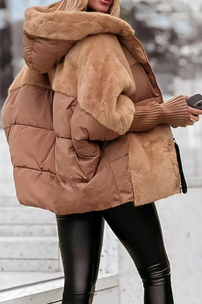 Oversized Winter Jacket with Faux Fur for Women
