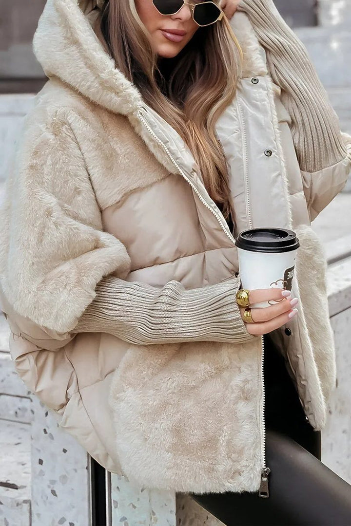 Oversized Winter Jacket with Faux Fur for Women