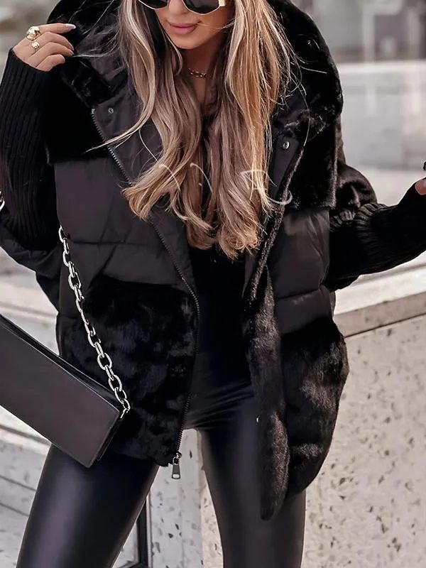 Oversized Winter Jacket with Faux Fur for Women