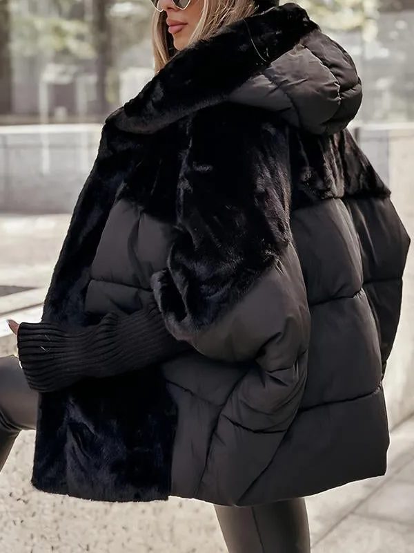 Oversized Winter Jacket with Faux Fur for Women