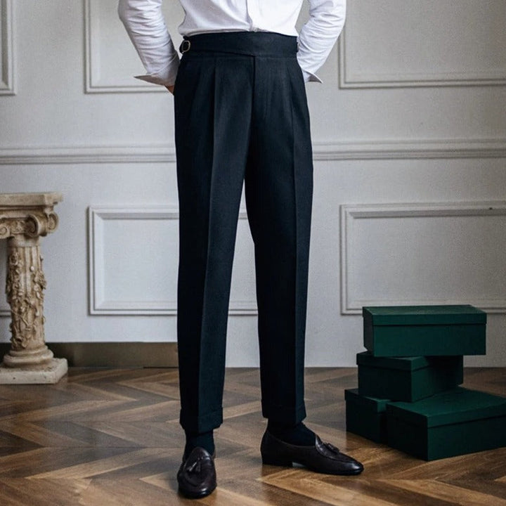 Men's Pleated Trousers with High Waist