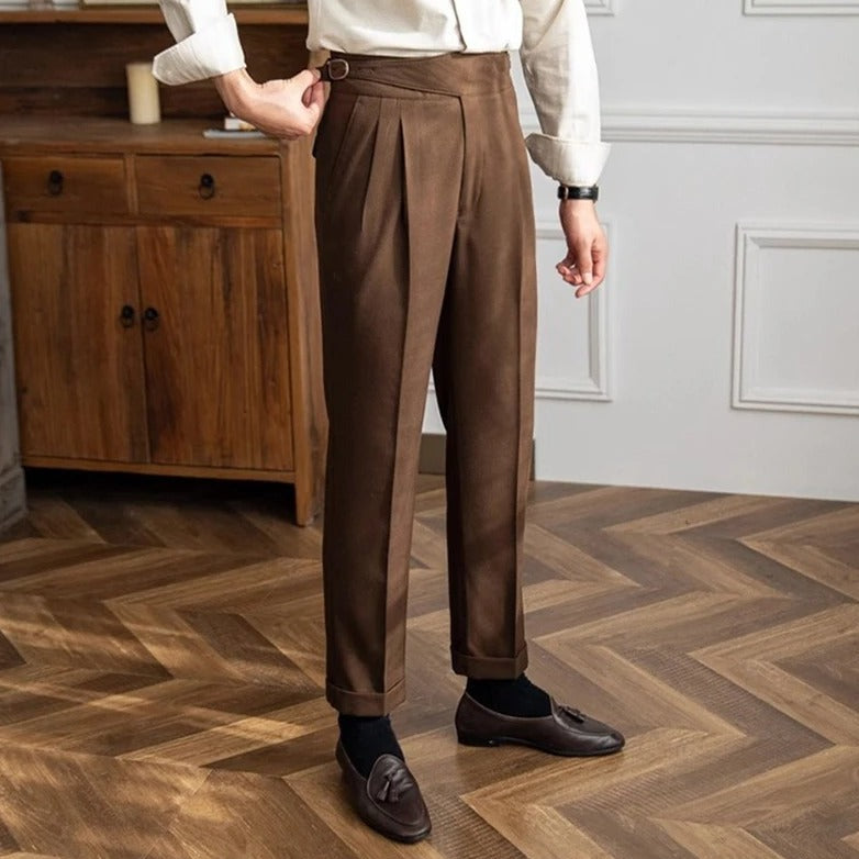 Men's Pleated Trousers with High Waist