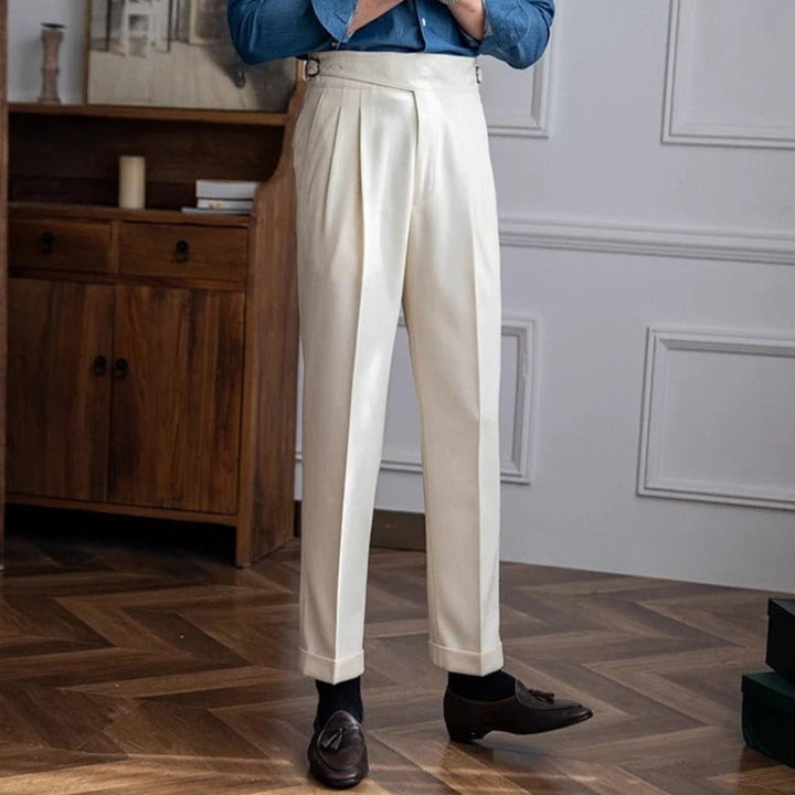 Men's Pleated Trousers with High Waist