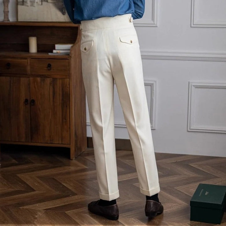 Men's Pleated Trousers with High Waist