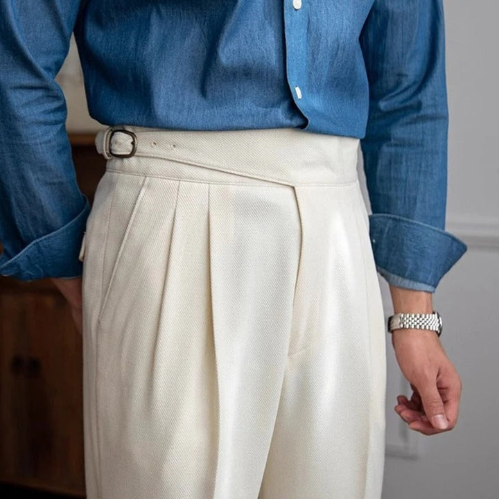 Men's Pleated Trousers with High Waist