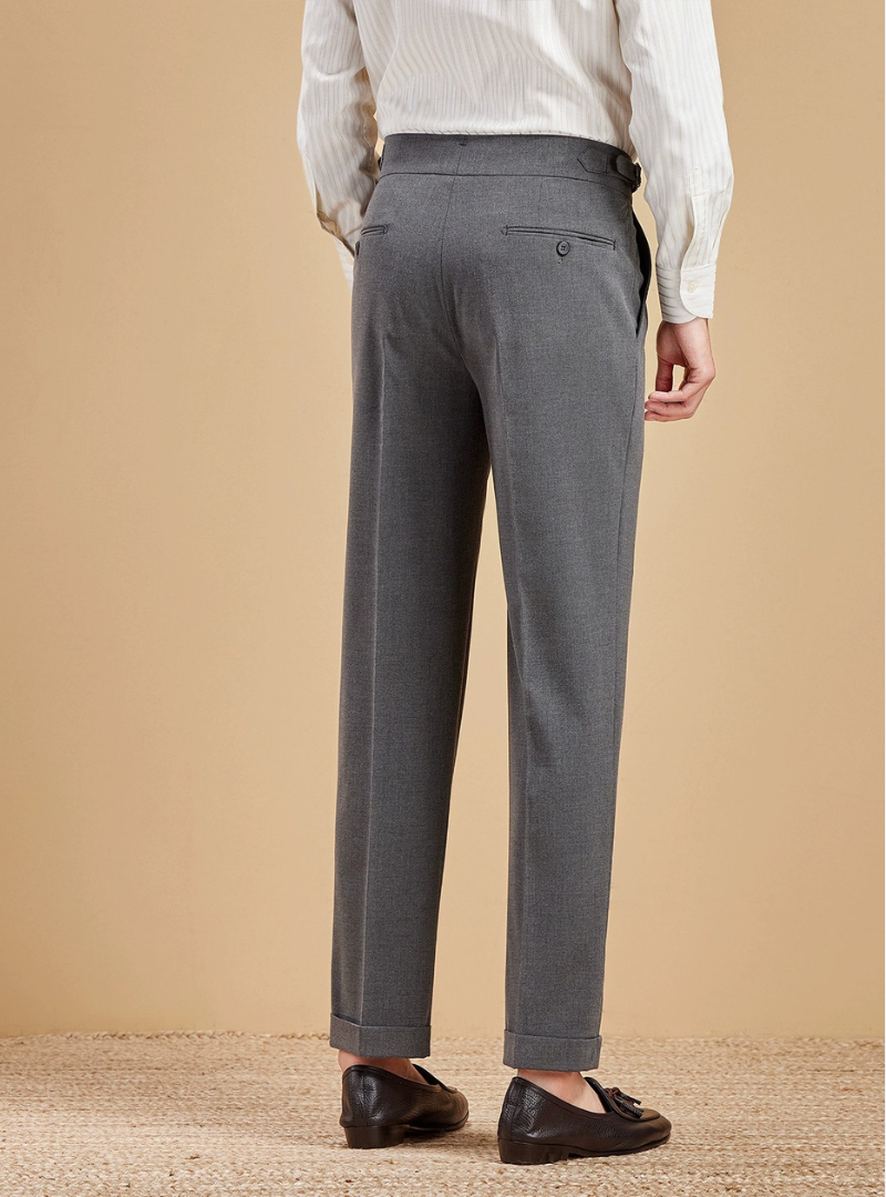 Men's Pleated Trousers with Adjustable Waist - Elena Harper
