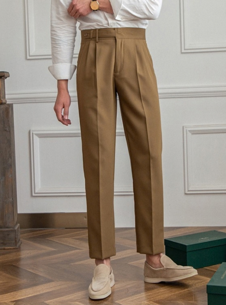 Men's Straight Trousers with Double Pleats