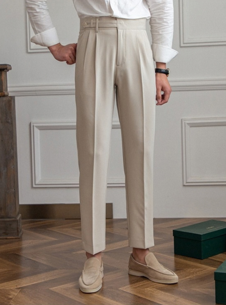 Men's Straight Trousers with Double Pleats