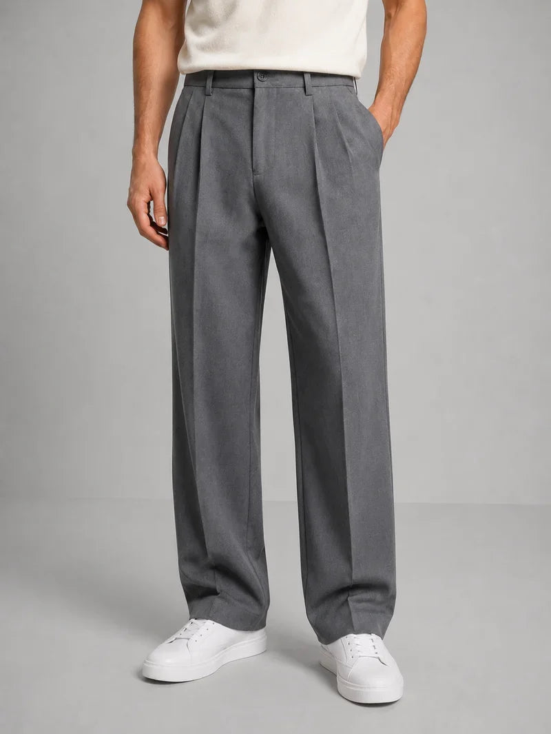 Men's Wide-Leg Trousers with Double Pleats - Elena Harper
