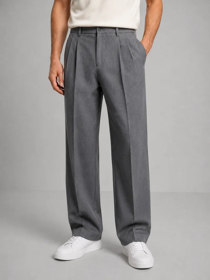 Men's Wide-Leg Trousers with Double Pleats - Elena Harper
