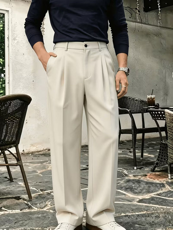 Men's Wide Pleated High-Waisted Trousers