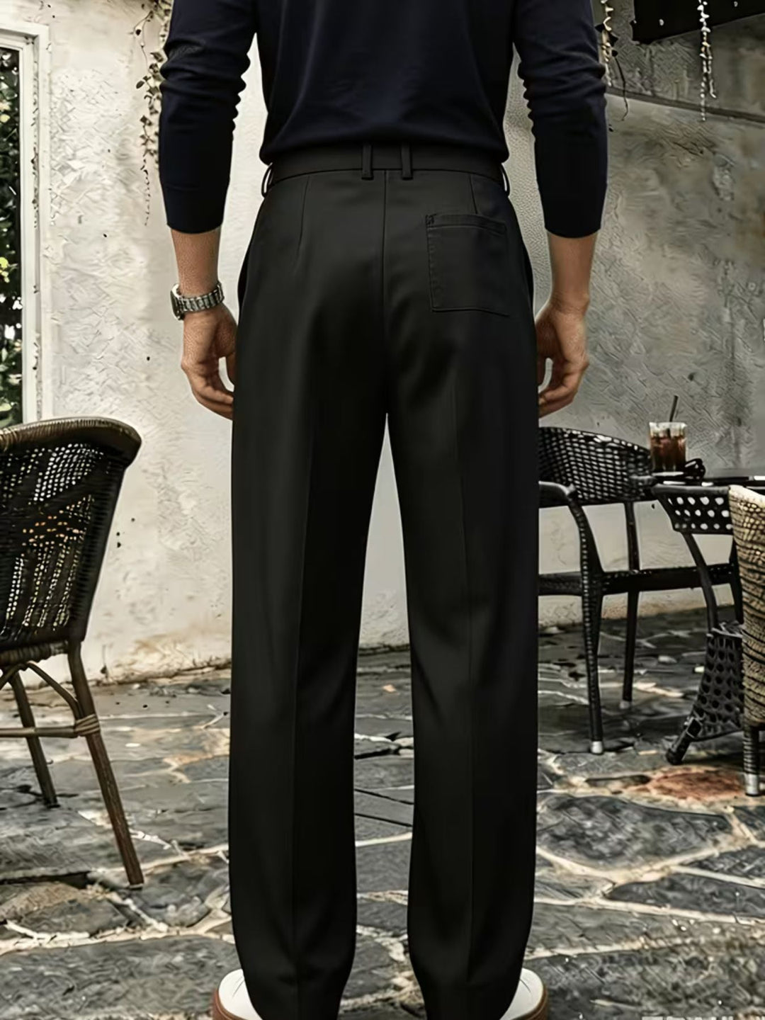 Men's Wide Pleated High-Waisted Trousers
