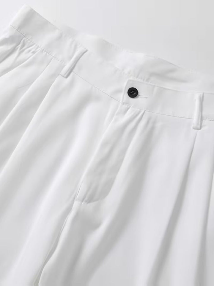 Men's Wide Pleated High-Waisted Trousers
