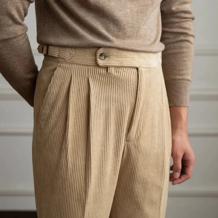 Men's Pleated Corduroy Pants - Elena Harper