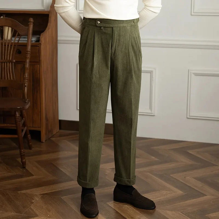 Men's Pleated Corduroy Pants - Elena Harper