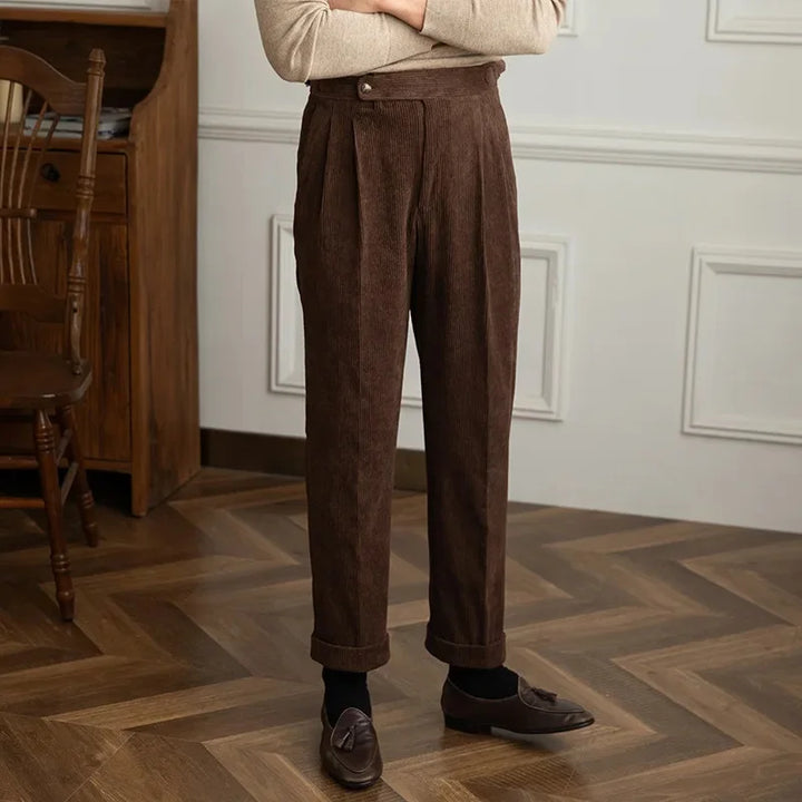 Men's Pleated Corduroy Pants - Elena Harper