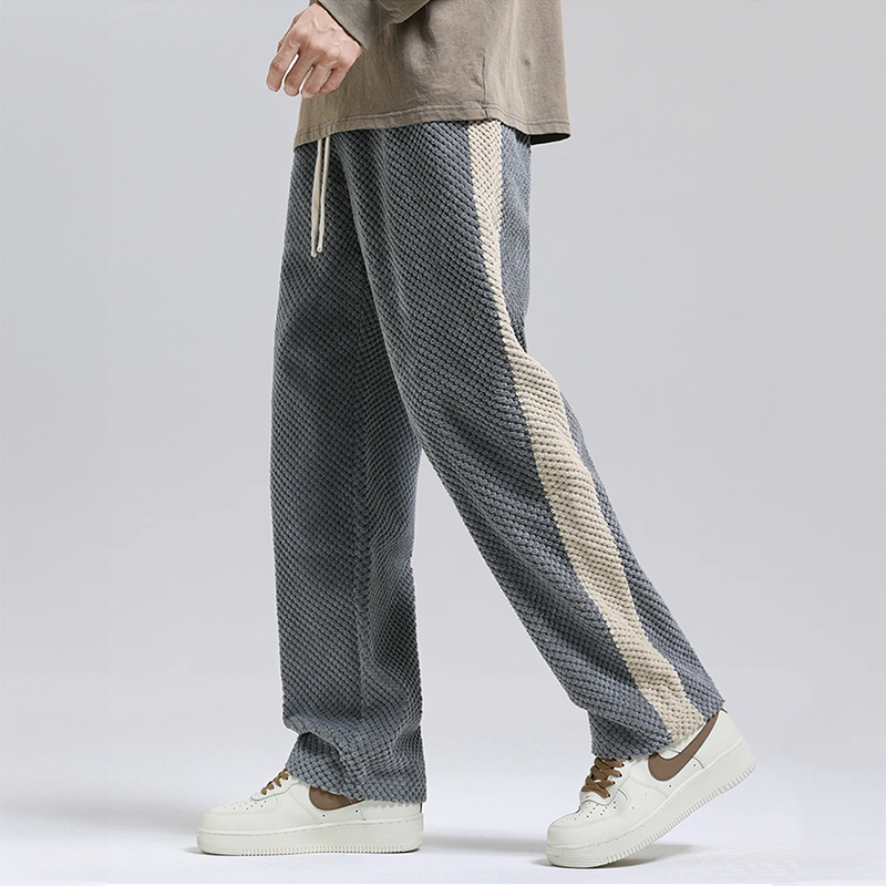 Textured Men's Pants with Drawstring