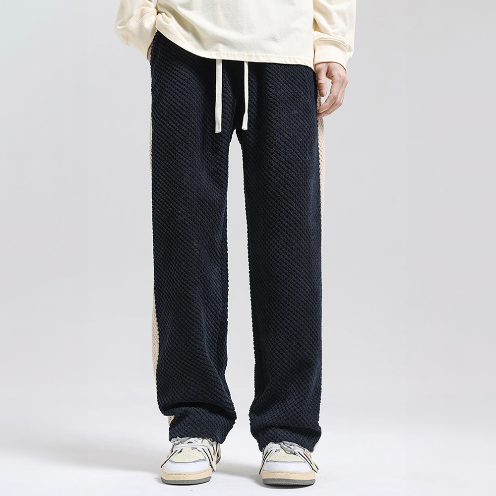 Textured Men's Pants with Drawstring