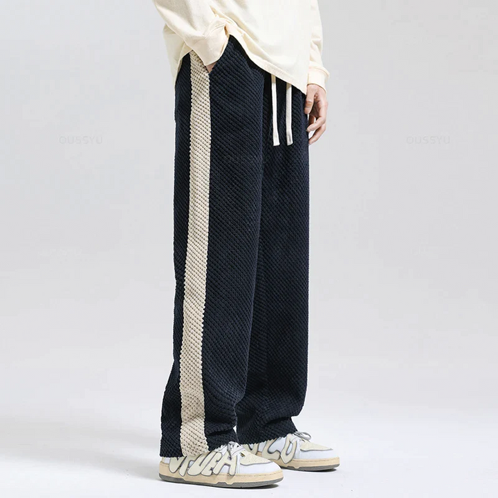 Textured Men's Pants with Drawstring