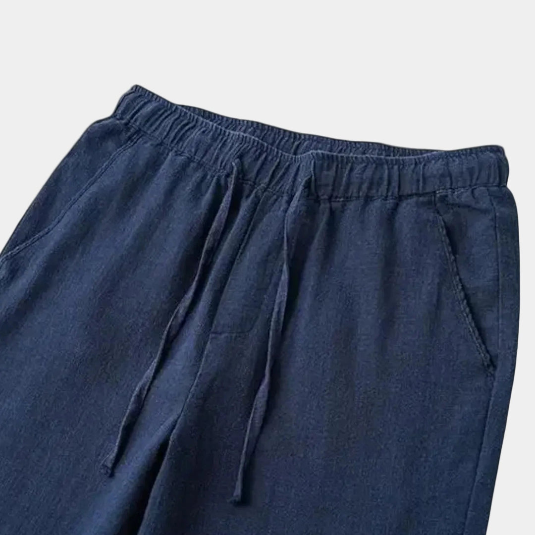 Men's Pants with Elastic Waist and Drawstring - Elena Harper